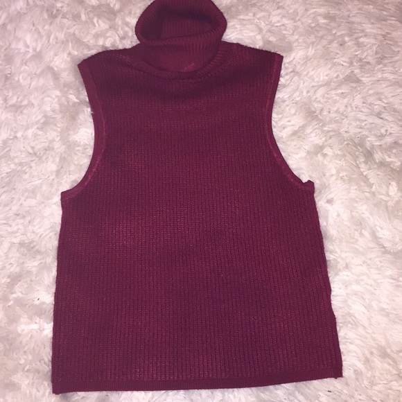 Olivaceous Tops - Maroon Turtle Neck Sweater Tank Olivaceous Tops - Maroon Turtle Neck Sweater Tank